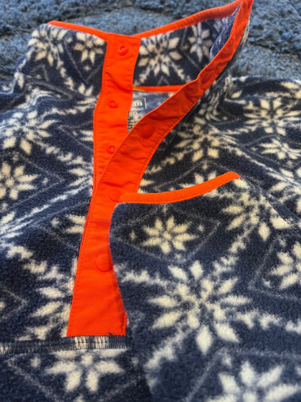 L.L. Bean Snowflake Fair Isle Fleece Pullover | Snap Front | Women’s Small - Picture 2 of 6